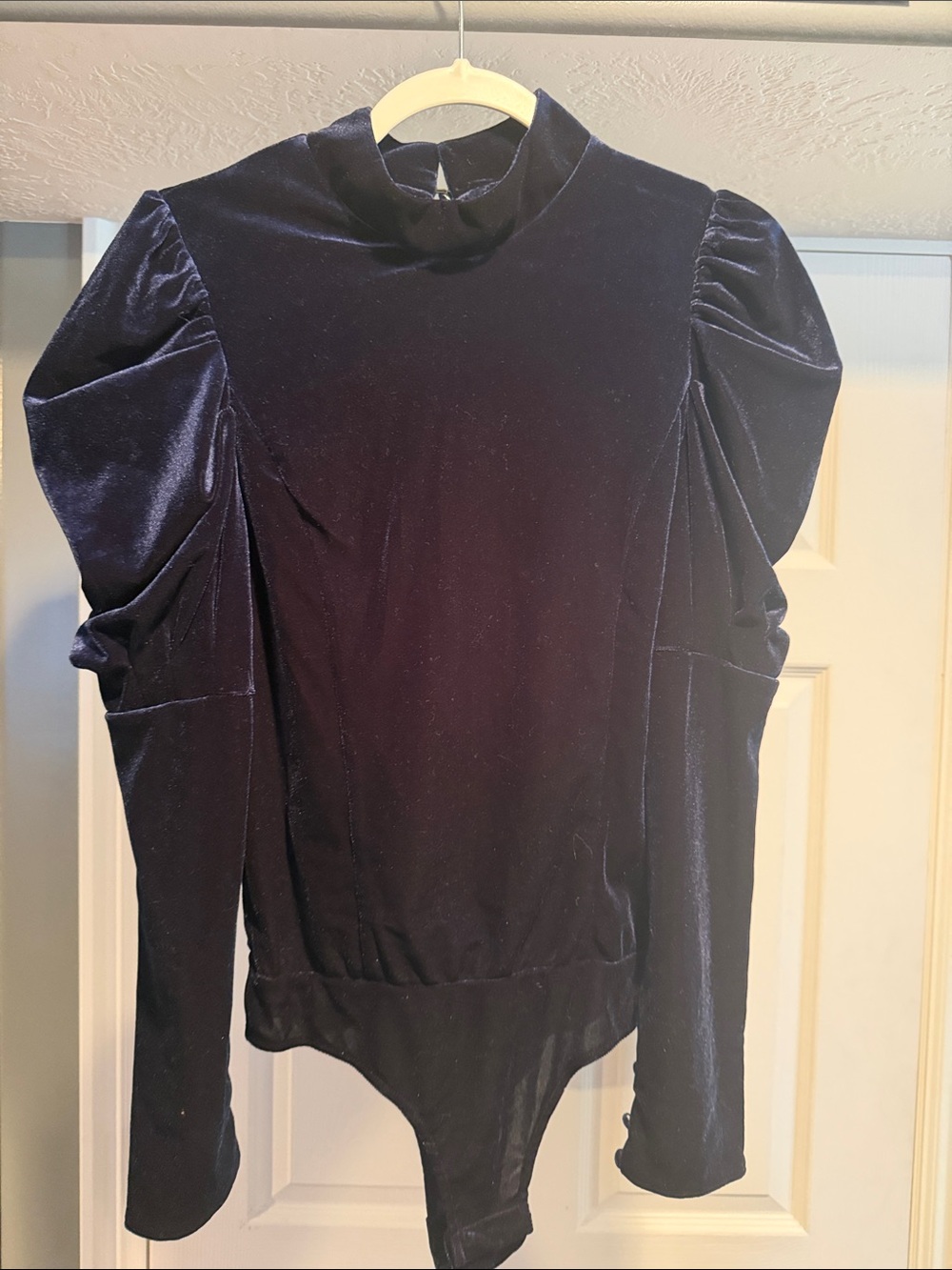 Misa Los Angeles Women's Velvet Long-Sleeve Mock Neck Bodysuit - Deep Navy